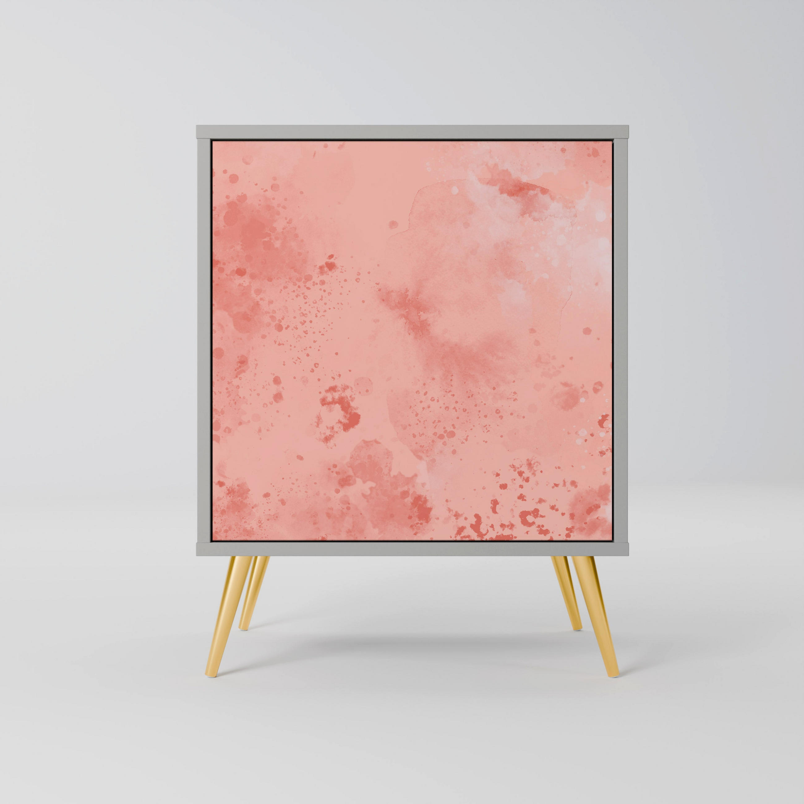 SIDEBOARD CRANE DANCE, Grau, 57,5x42x75,5 cm, Goldfarbene Metallfüße - Goldfarben/Multicolor, Holzwerkstoff/Metall (57.5/75.5/42cm) - SpaceRebels