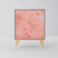 SIDEBOARD CRANE DANCE, Grau, 57,5x42x75,5 cm, Goldfarbene Metallfüße - Goldfarben/Multicolor, Holzwerkstoff/Metall (57.5/75.5/42cm) - SpaceRebels