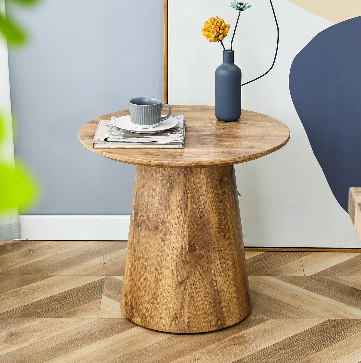 BEISTELLTISCH rund Ø 50 cm MDF Holzoptik - Braun, Holz (50/50/48cm) - Meubliv