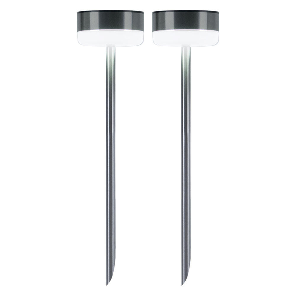 LED AUSSENLEUCHTE Edelstahl Silber 2er Set - Silberfarben, Metall (9/9/39cm)