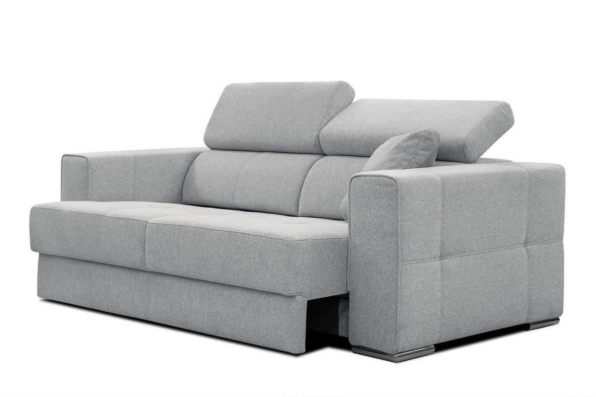 SOFA QUARTZ 3-Sitzer mit Ausziehsitz, silberfarben - Silberfarben, Holzwerkstoff/Textil (202/80/102cm) - Courtois Laville