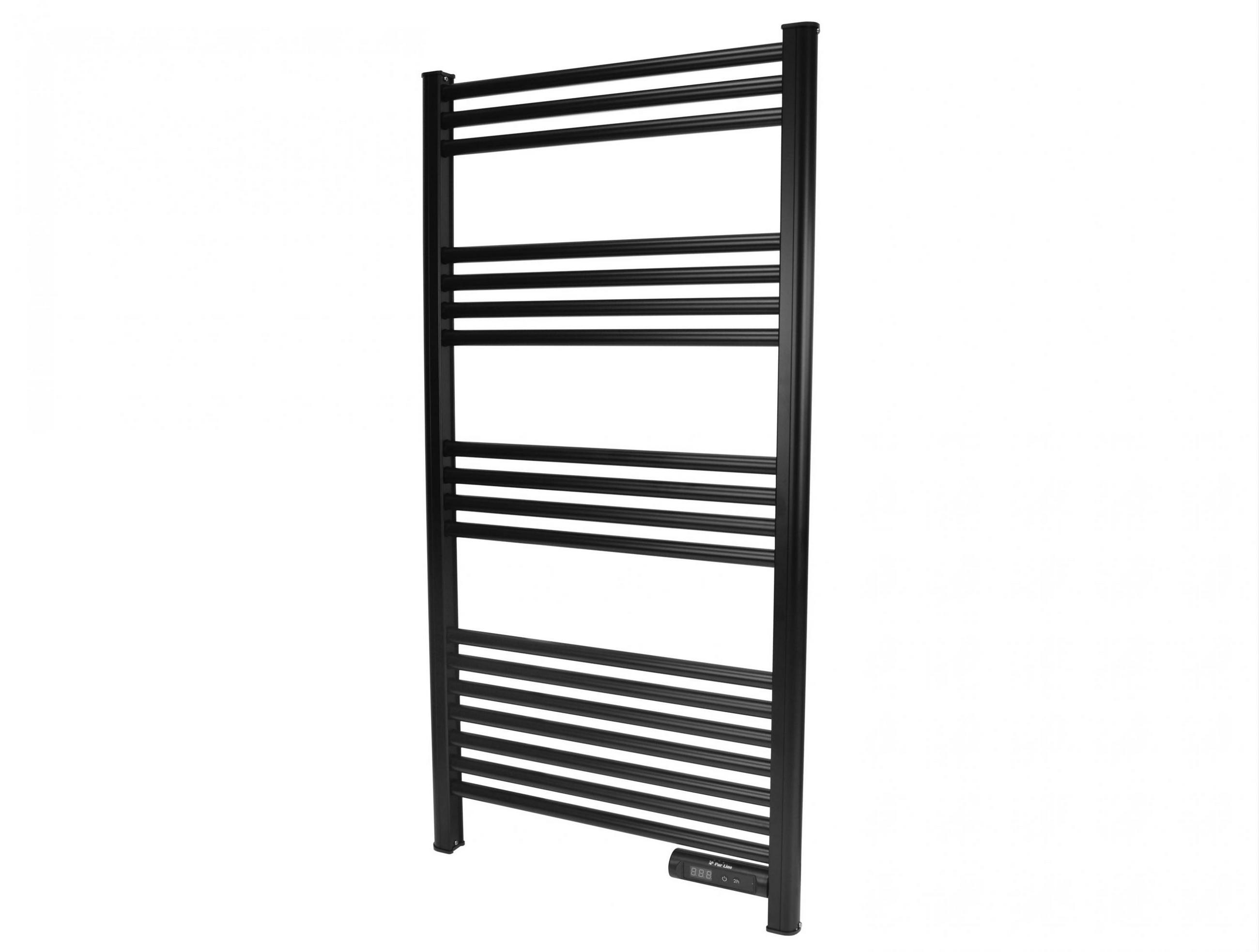 HANDTUCHTROCKNER Schwarz mit Elektrosystem und Wandhalterung 500 W - Schwarz, Metall (54/107/4cm) - Purline
