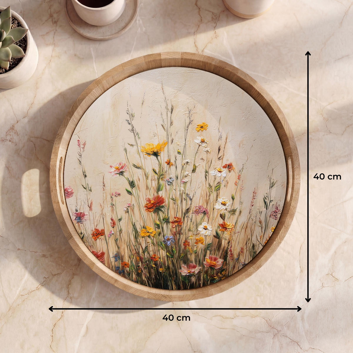 TABLETT - Wildblumen - Pinselstriche - Ruhig - 40x40 cm - Multicolor, Holz (40/5/5cm) - OnlyWow
