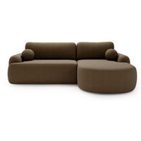 ECKSOFA Aurio Dunkelbraun Rechts - Dunkelbraun, Holz/Textil (261/177cm) - Graingold