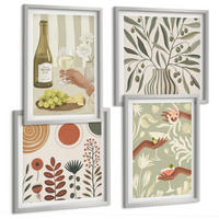 BILDER SET 4er Set - 50x50 cm & 40x60 cm Silberner Rahmen - Rustikale Cocktails mit Olivenblüten - Silberfarben, Kunststoff (50/50cm) - TULUP