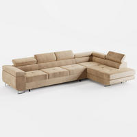 ECKSOFA VEMO NOVA Rechts Beige Velours-Stoff mit Schlaffunktion und Bettkasten - Beige, Textil (341/202cm) - Barchello