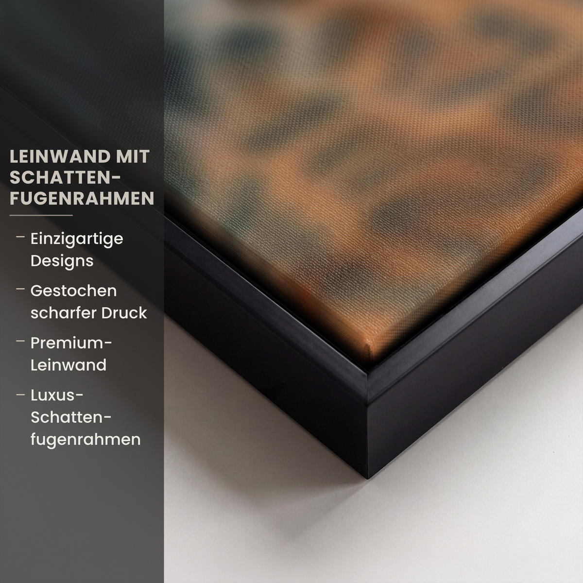 LEINWAND Bilder mit Rahmen - Natur - Leopard - Tier - Sonnenuntergang - Modern - 90x90 - Orange, Textil (90/90cm) - MuchoWow