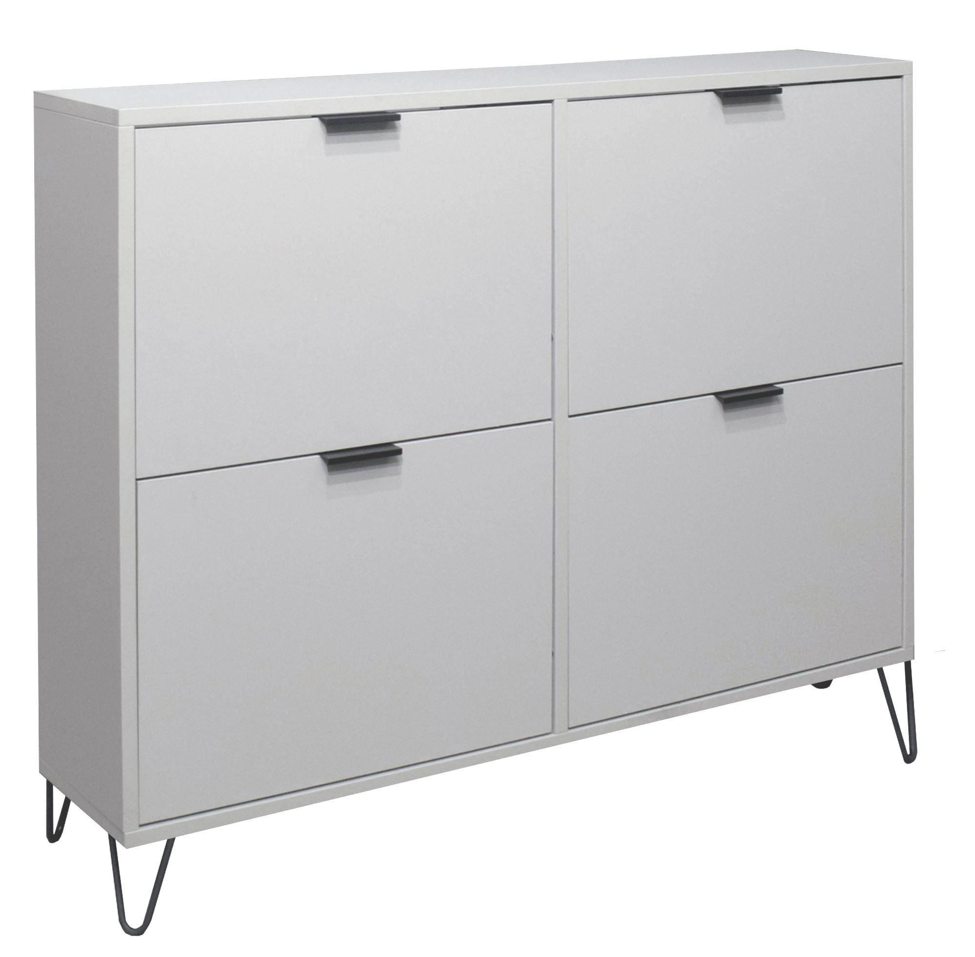SCHUHSCHRANK Erna 120x25x101 Kreidegrau matt Lack - Hellgrau, Holzwerkstoff (120/101/25cm) - 58aufmkessel