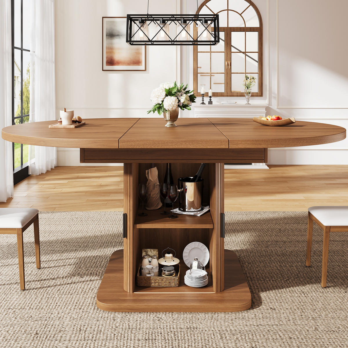ESSTISCH ausziehbar 110-149,8/110/75 cm mit Stauraum DE-39639 Nussbaum - Walnussfarben, Holzwerkstoff (110/110/75cm) - ComfortXL