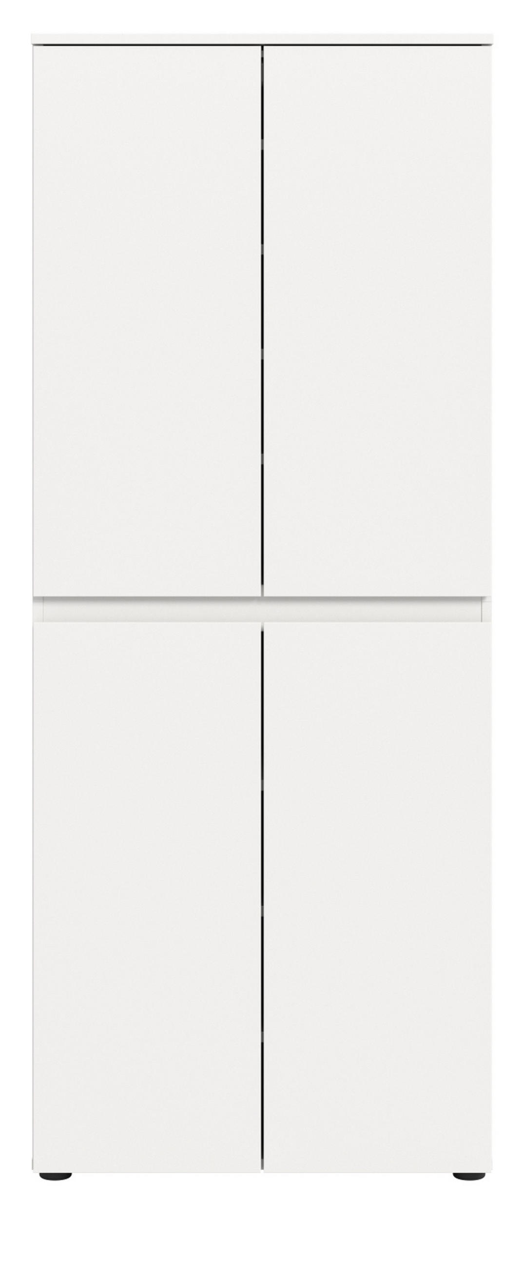 MEHRZWECKSCHRANK weiß 70 x 175 cm, Stauraumschrank 4-türig mit 9 Fächern - Schwarz/Weiß, Holzwerkstoff/Kunststoff (70/175/37cm) - Inn.Furn