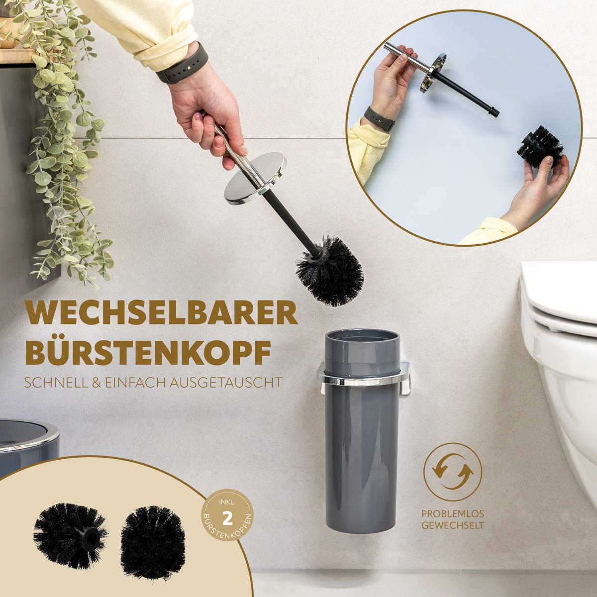 WC-GARNITUR SAVONA, grau, Kunststoff - Grau, Kunststoff (10/36.5/10cm) - bremermann