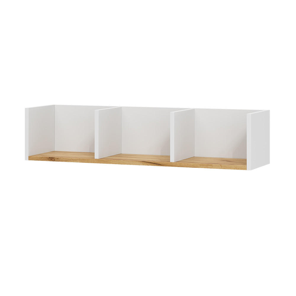 WANDREGAL Tomy Weiß/Goldkraft Eiche 90 x 20 cm - Eiche Wotan/Weiß, Holzwerkstoff (90/20/24cm) - Vicco