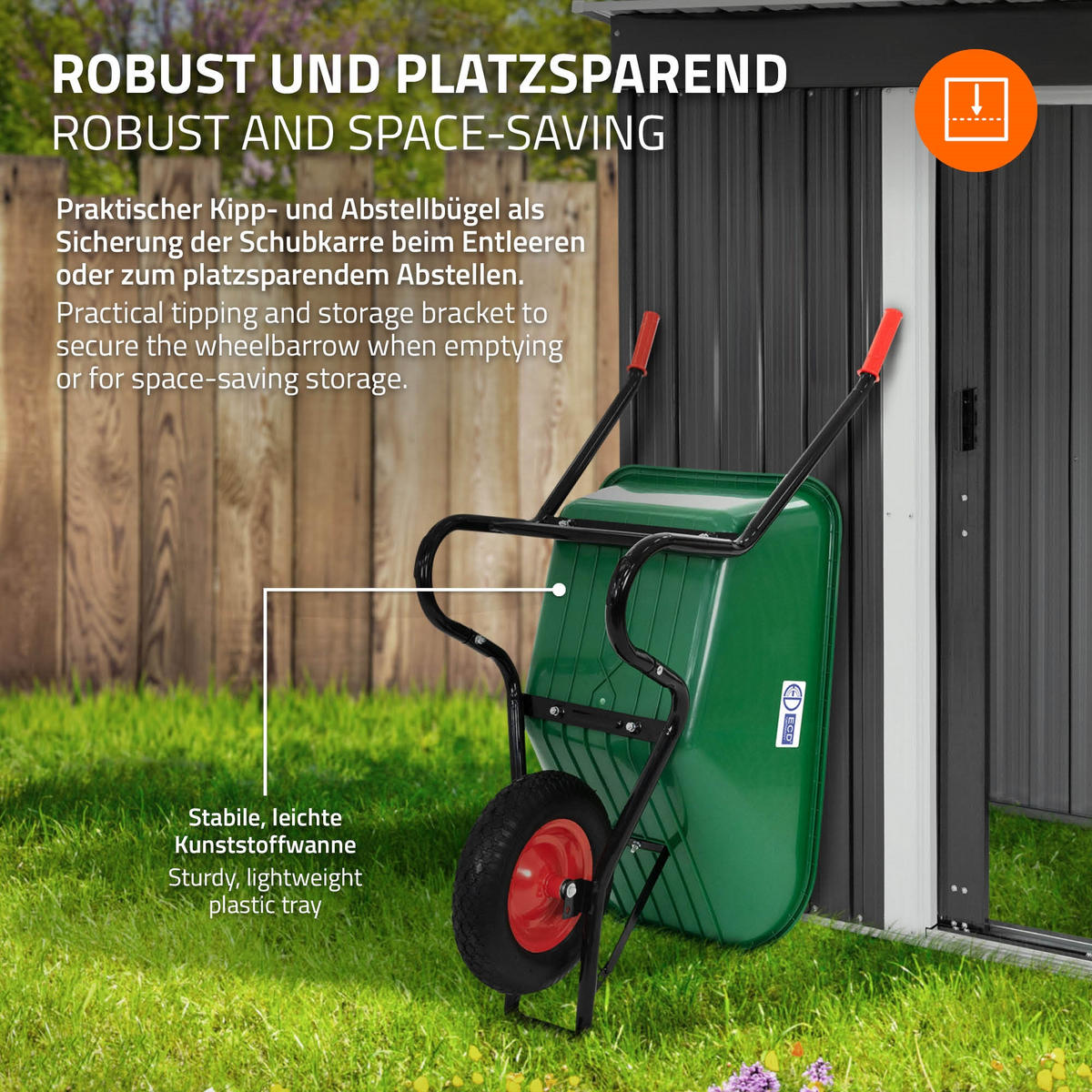 SCHUBKARRE - Grün, Kunststoff (60/65/143cm) - ECD-Germany