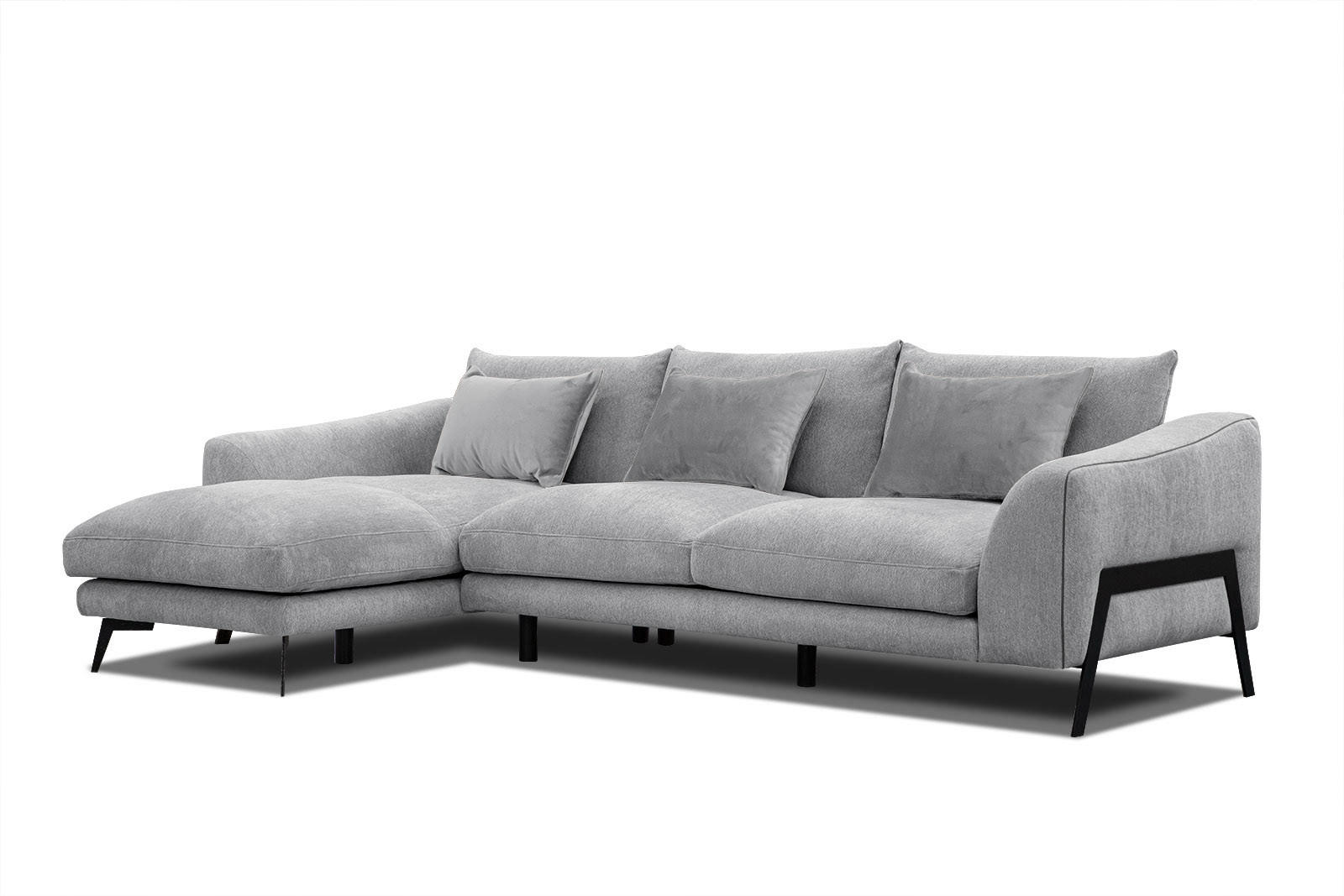 ECKSOFA WINTER 4-Sitzer, hellgrau - Hellgrau/Schwarz, Holzwerkstoff/Textil (158/269cm) - Courtois Laville