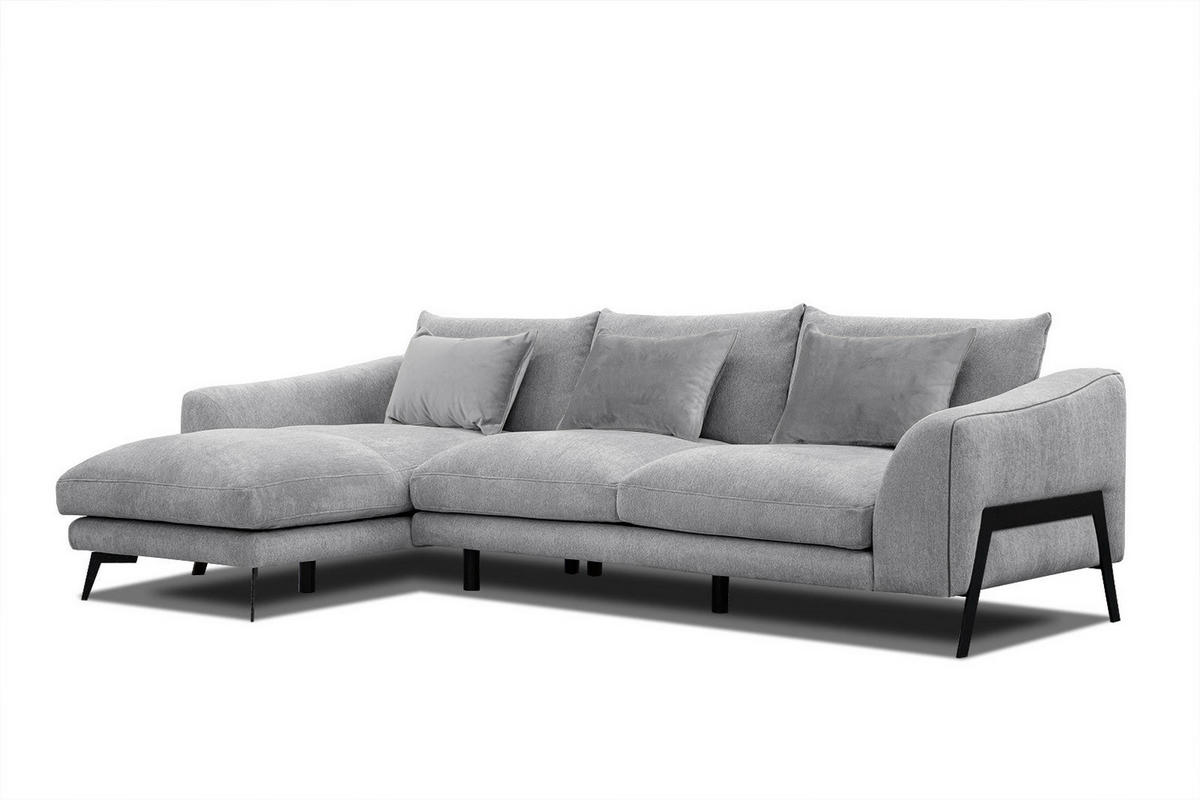 ECKSOFA WINTER 4-Sitzer, hellgrau - Hellgrau/Schwarz, Holzwerkstoff/Textil (158/269cm) - Courtois Laville