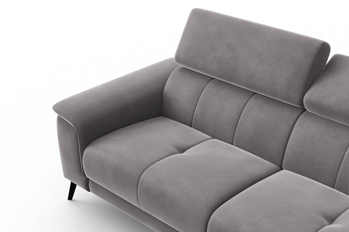 SOFA FIERO 3-Sitzer, Dunkelgrauer Veloursstoff - Dunkelgrau/Schwarz, Holz/Textil (212/82/103cm) - Courtois Laville