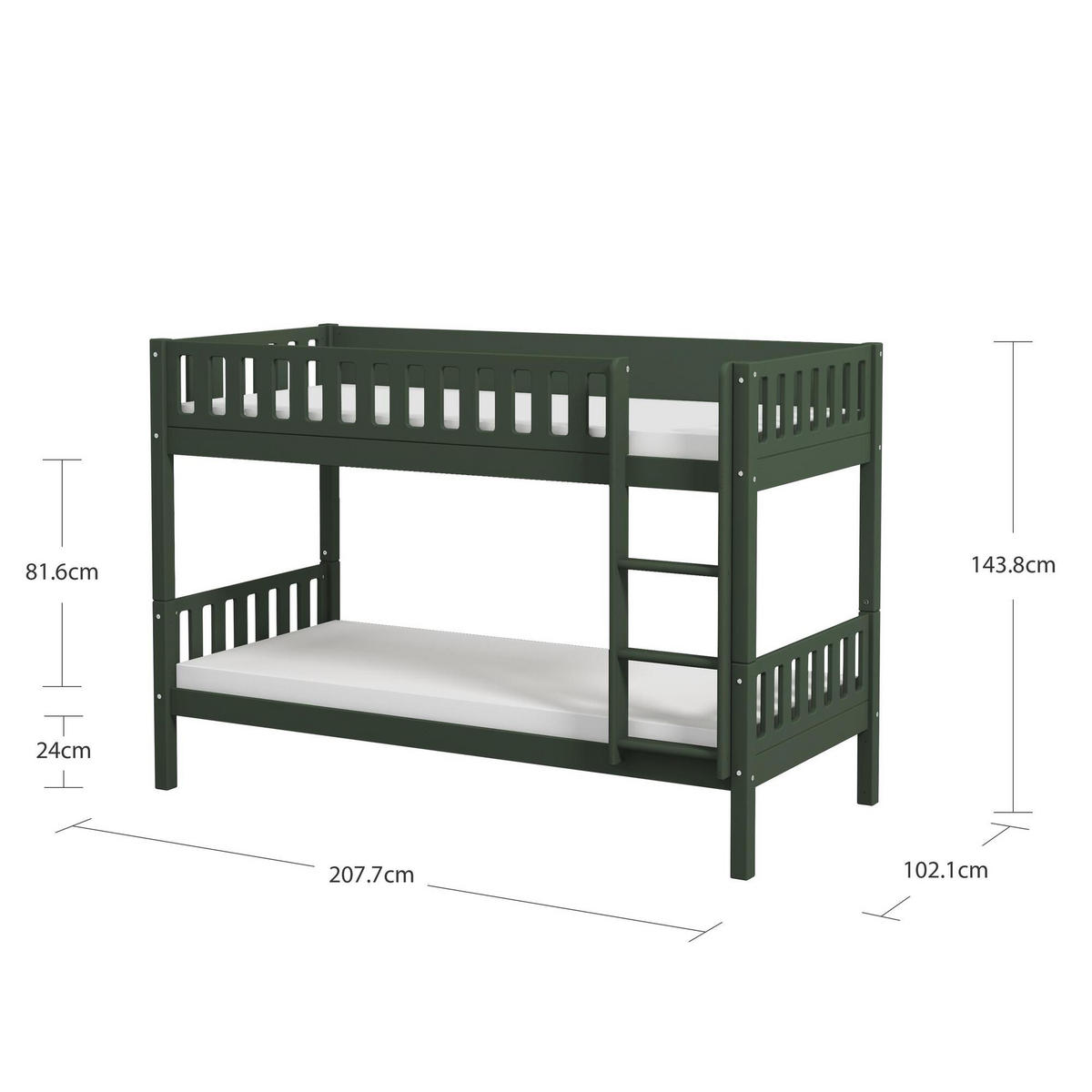 ETAGENBETT VIGGO Grün 208x102x144 cm - Grün, Holz - FURNLUX
