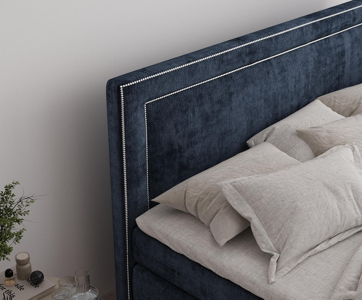BOXSPRINGBETT Luxora Marineblau 180/200 cm - Schwarz/Dunkelblau, Holz/Holzwerkstoff (180/200cm) - Maison de Reve
