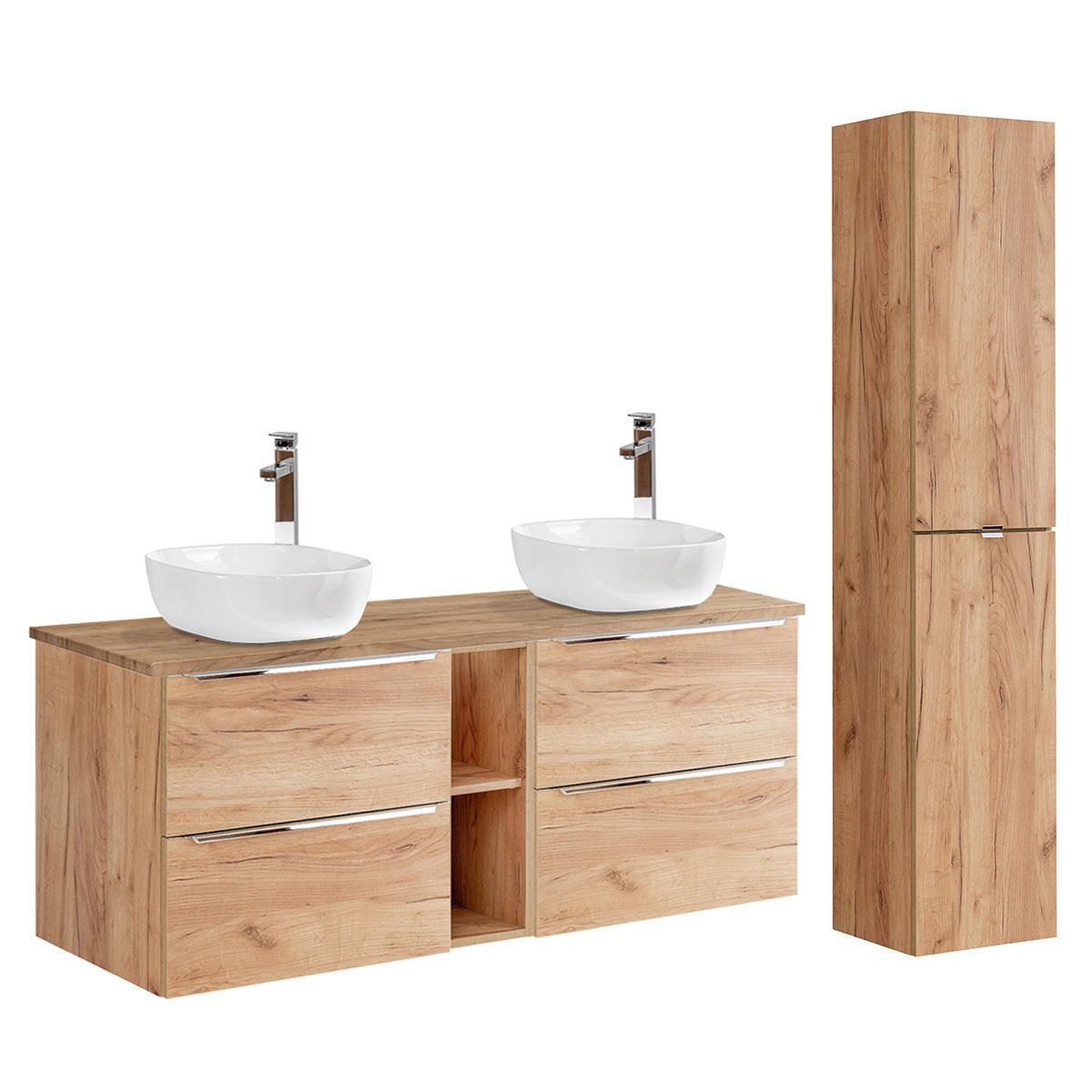 BADMÖBEL 140.4cm April 2er-Set Holz - Braun, Holzwerkstoff (140.4/59/46cm) - Petits-meubles