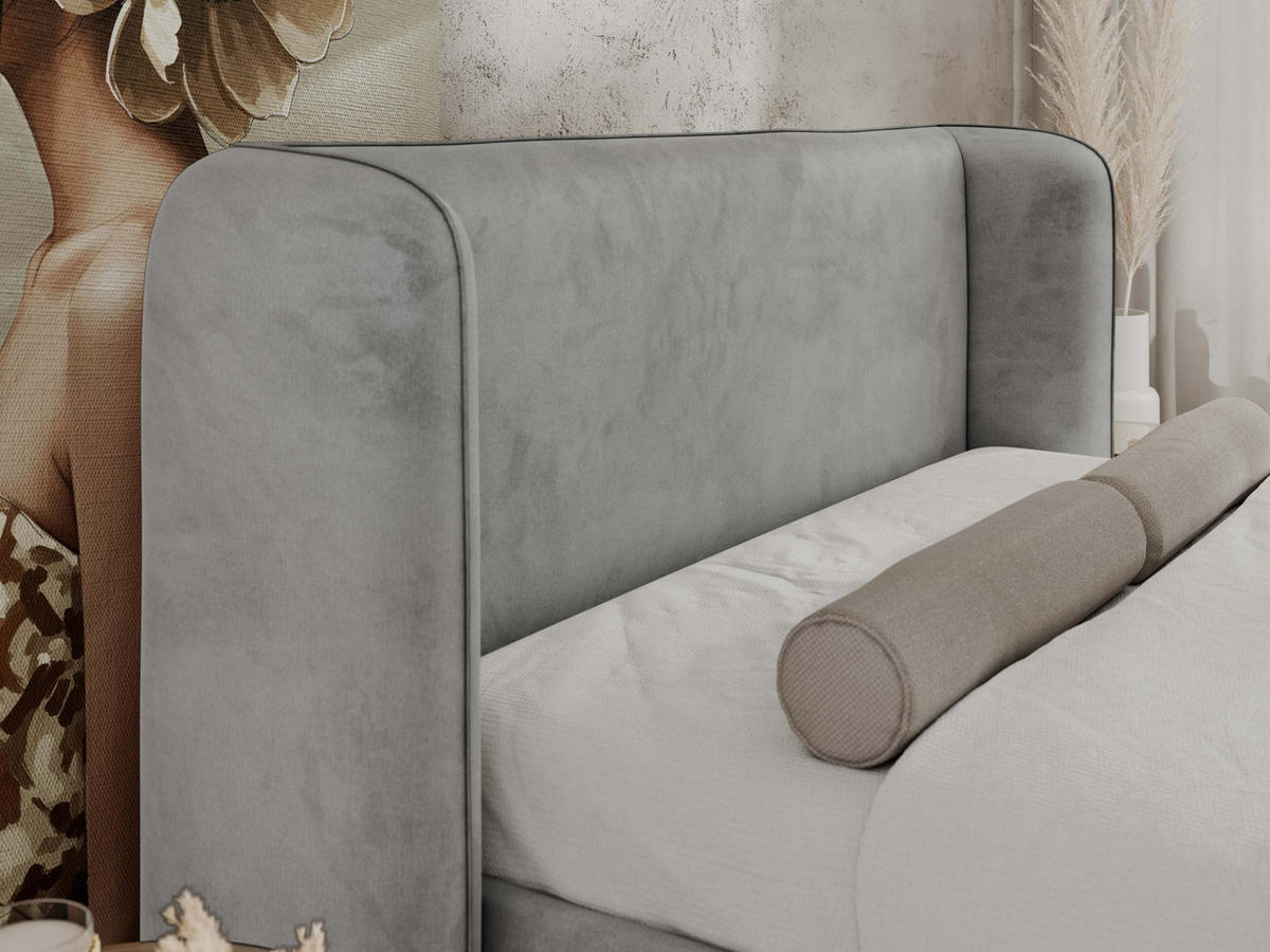 POLSTERBETT EMORA CLASSIC DUO 160/200 - Hellgrau Velvet - Schaum-Matratze - Hellgrau, Textil (160/200cm) - MKS