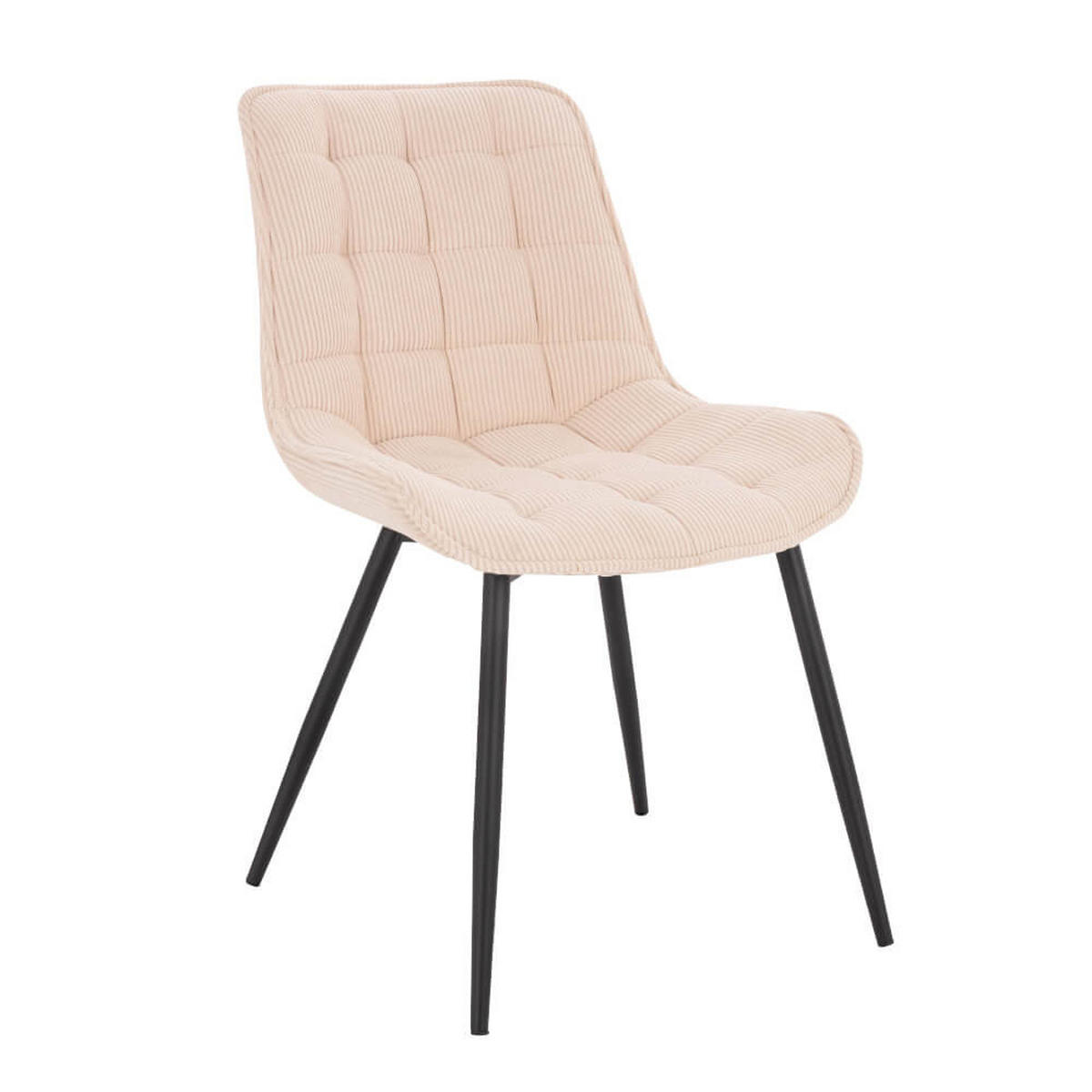 POLSTERSTUHL Esszimmer Cord IKALO – 2er Set Creme - Creme, Textil/Metall (61.5/79.8/50.5cm) - Home Deluxe