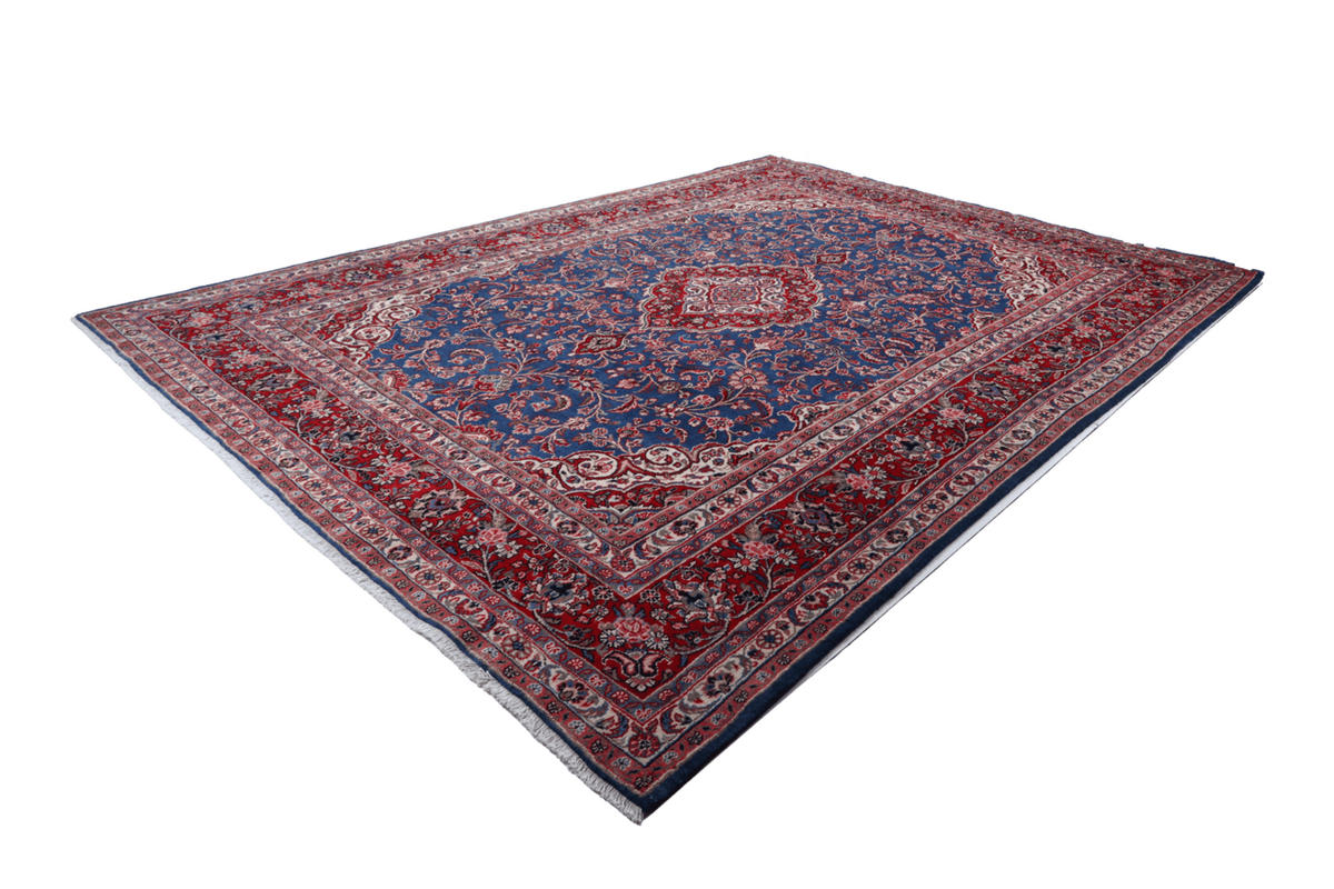 ORIENTTEPPICH handgeknüpft Ekbatan Blau 373/272 cm Schurwolle - Blau, Textil (272/373cm) - Looma