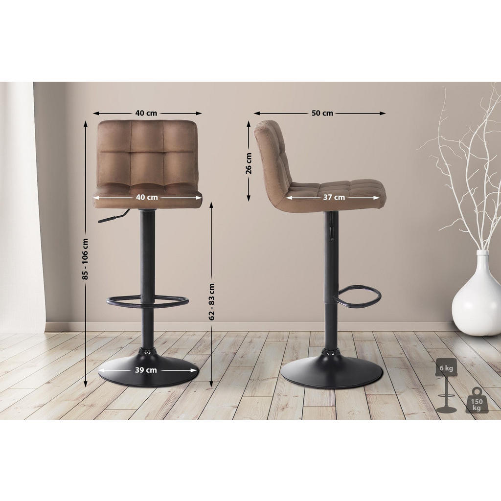 Thumbnail - CLP Barhocker, Braun, Textil, 40x85x40 cm, Esszimmer, Barmöbel, Barhocker