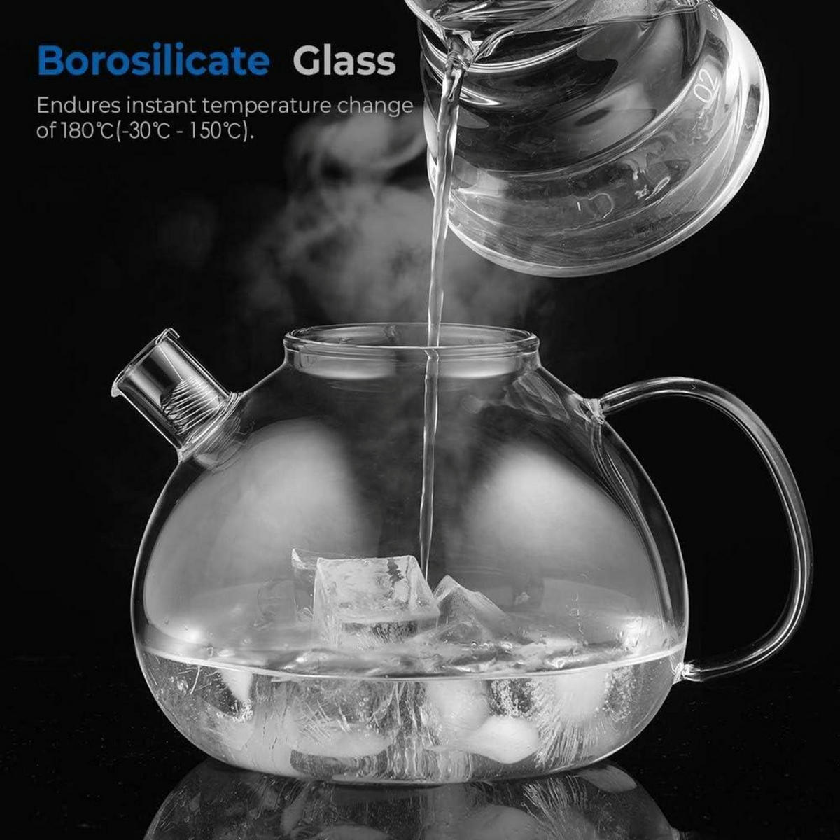 TEEKANNE mit Stövchen 2000ml Borosilikatglas Edelstahl - Transparent, Glas (16/22cm)