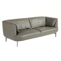 SOFA 3-Sitzer-Sofa aus grauem Leder 210/90/78 cm - Edelstahlfarben/Grau, Leder (210/78/90cm) - ANGEL CERDA