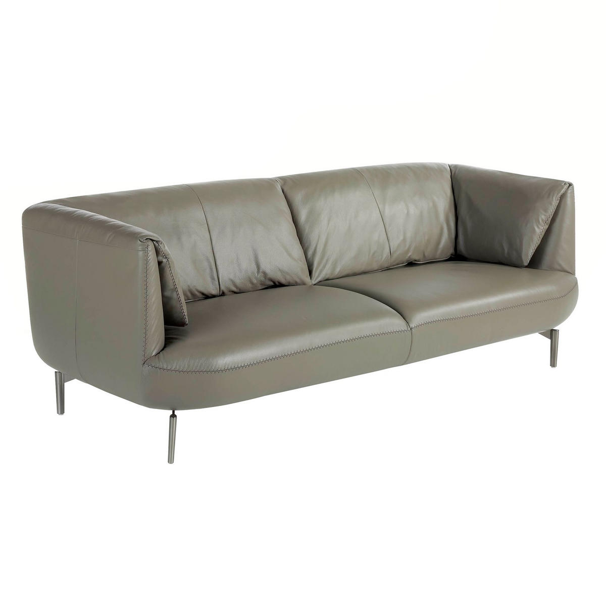SOFA 3-Sitzer-Sofa aus grauem Leder 210/90/78 cm - Edelstahlfarben/Grau, Leder (210/78/90cm) - ANGEL CERDA