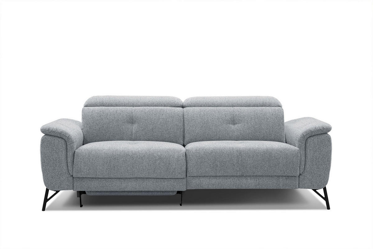 SOFA AVENA 3-Sitzer mit 1 Relaxfunktion, silberfarben - Silberfarben, Holzwerkstoff/Textil (204/80/108cm) - Courtois Laville