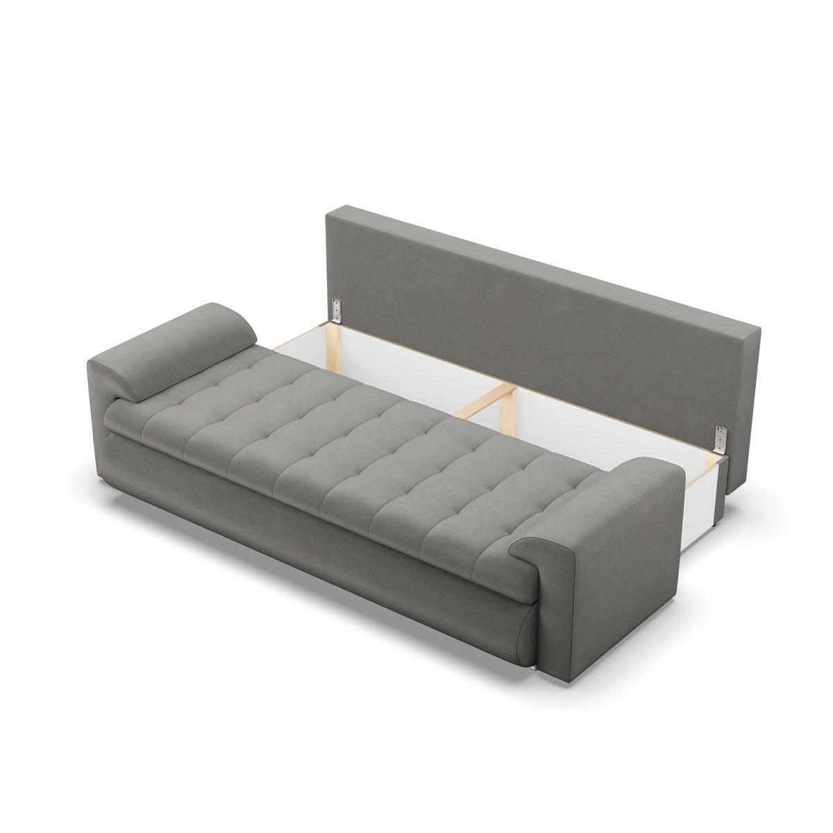 SOFA 3-SITZER MIT SCHLAFFUNKTION FORESTA, Hellgrau - Hellgrau, Textil (222/92/96cm)