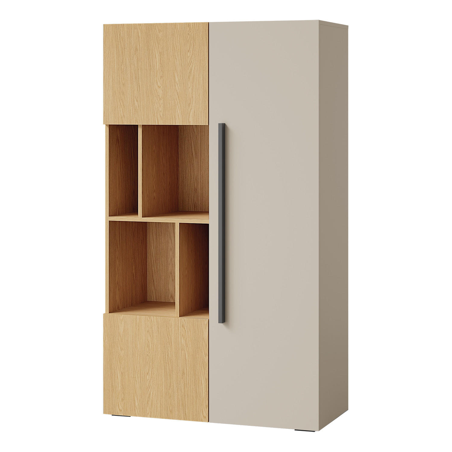 BÜCHERREGAL Largo mit 3 Türen und offenen Fächern, für Jugendzimmer, 90 cm, Kaschmir/Frühlings-Eiche - Kaschmir/Eichefarben, Holzwerkstoff (90/157/40cm) - Beautysofa