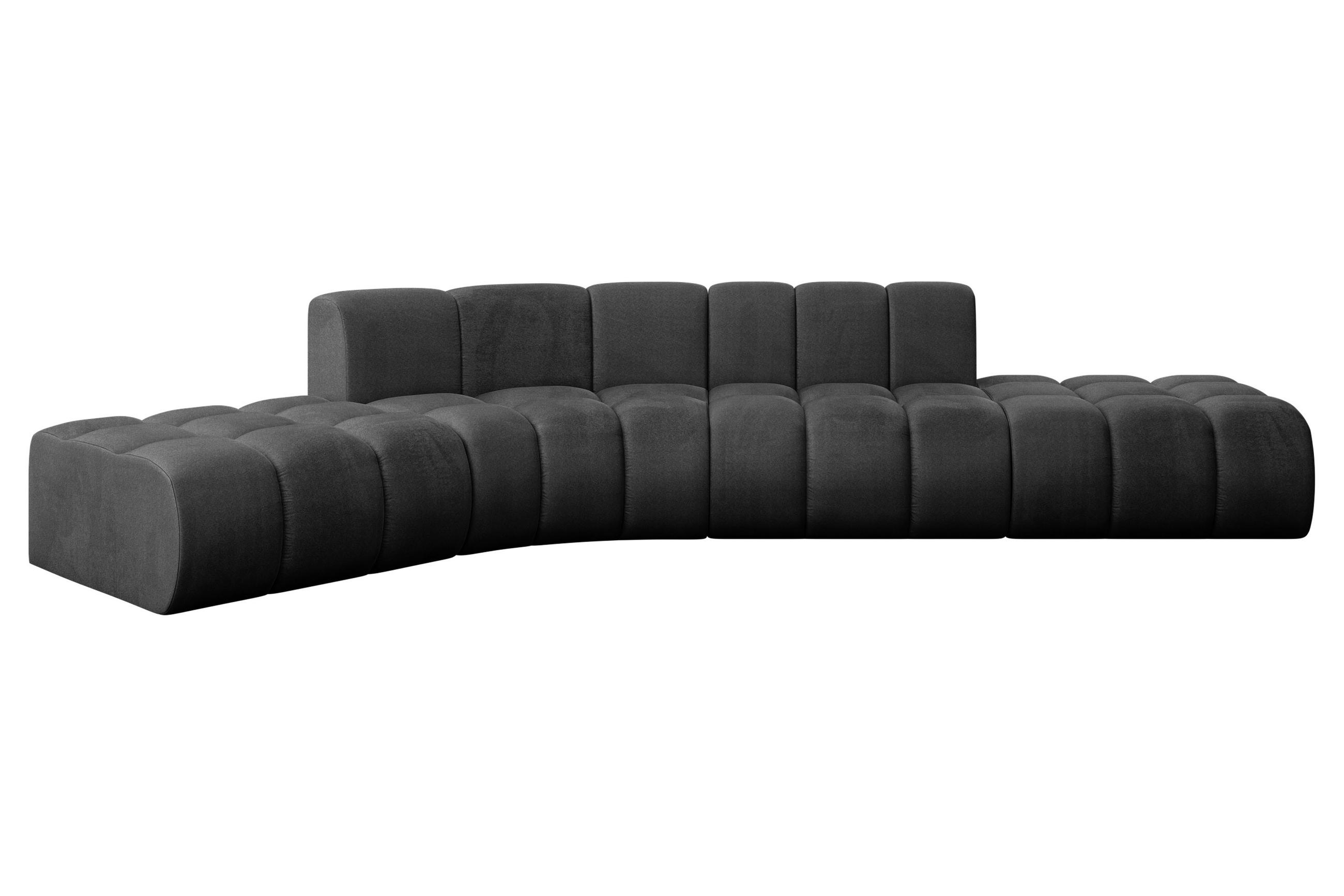 ECKSOFA modulares Sofa Solven-L1 - 380x174x70 cm Schwarz - Schwarz, Holzwerkstoff/Textil (380/174cm) - ALTDECOR