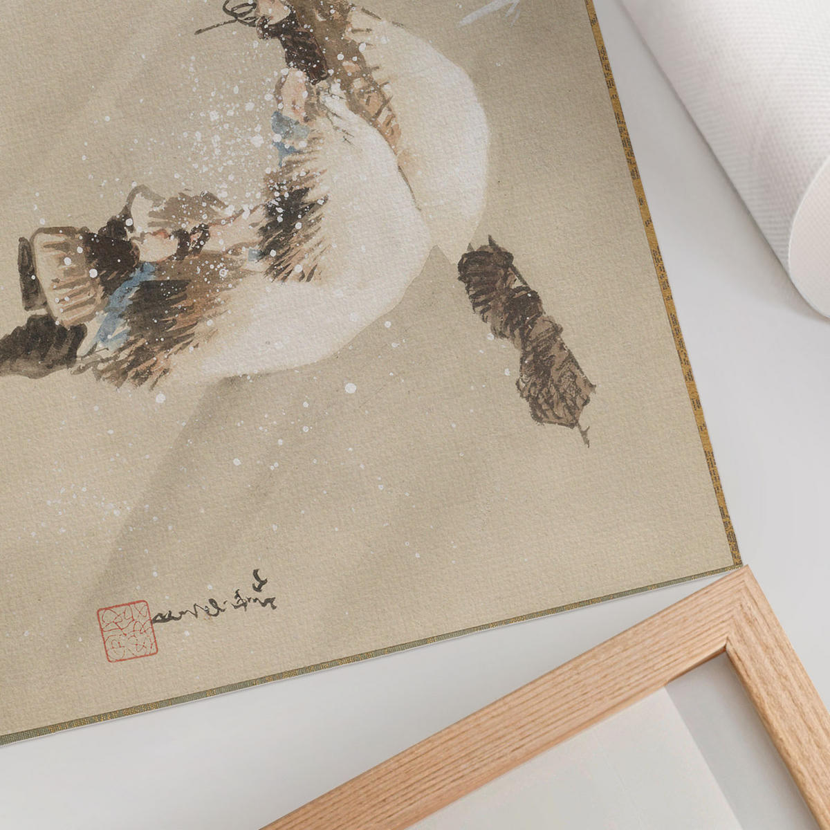POSTER - 29x21 cm (A4) - Hokusai - Fischer im Schnee - Beige, Textil (29.7/21/0.1cm) - TULUP