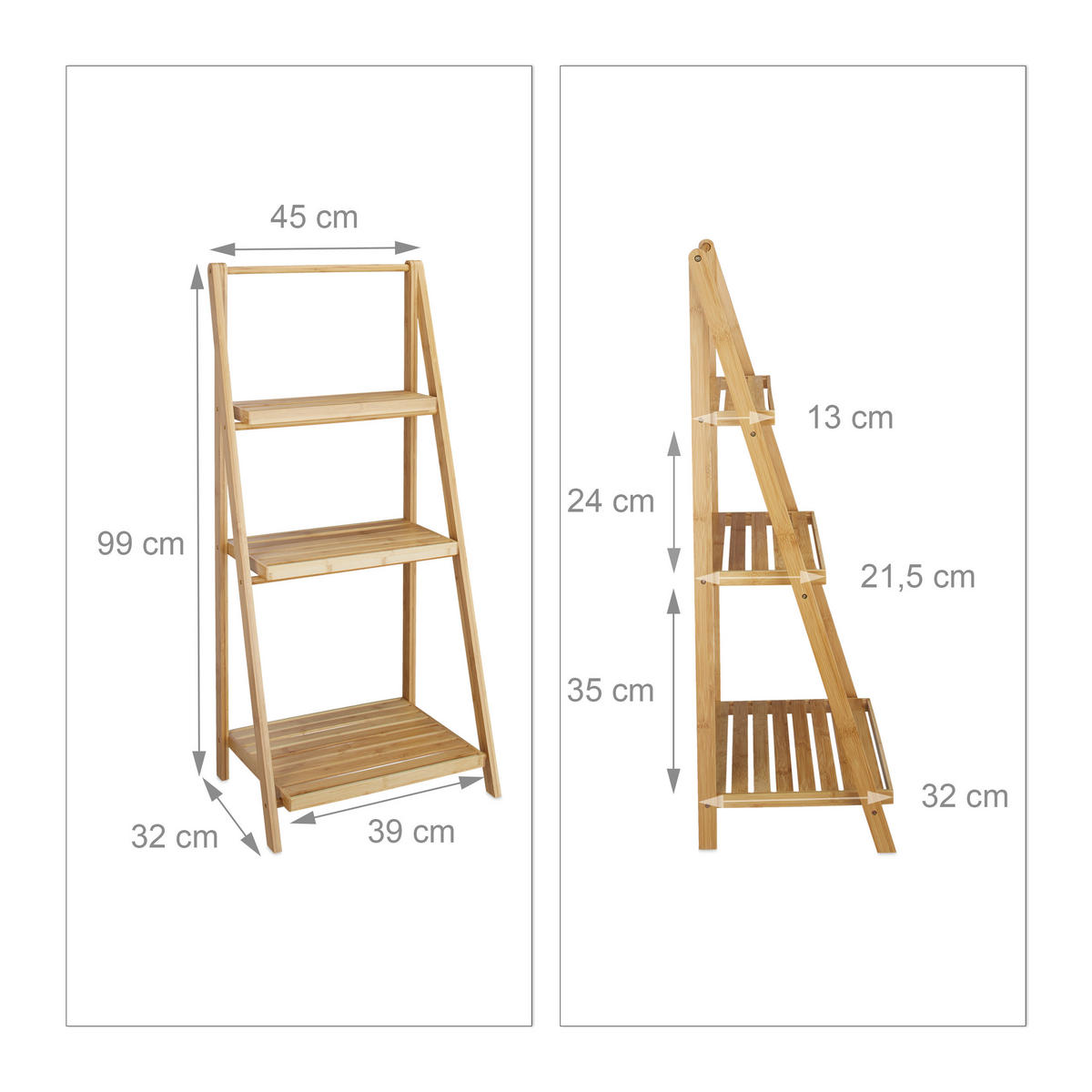 BLUMENTREPPE - Hellbraun, Holz (45/99/32cm) - Relaxdays