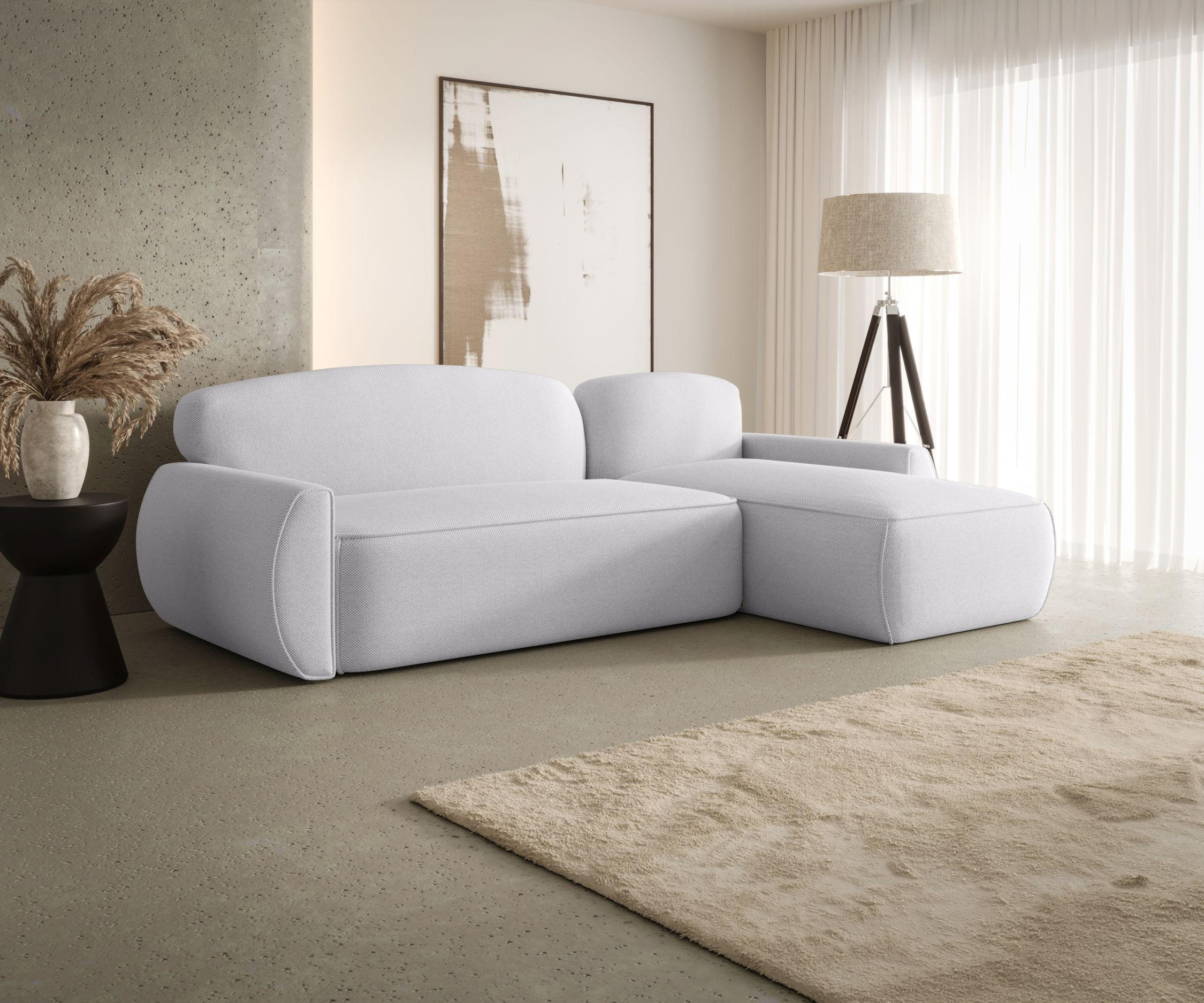 ECKSOFA mit Schlaffunktion LUCAS Curio 80 Rechts - Hellgrau, Textil (240/145cm) - Bedante