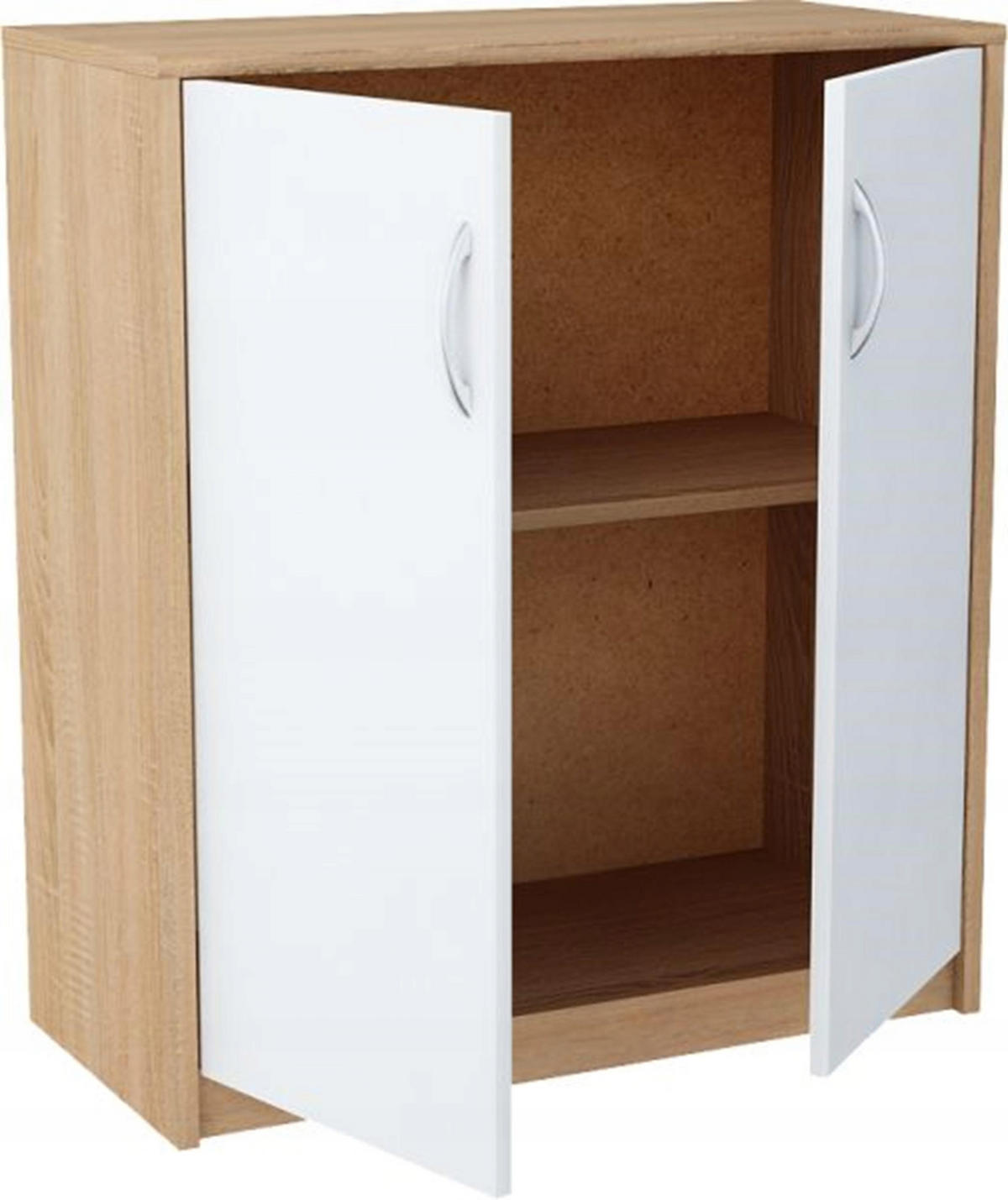 KOMMODE 2D Sonoma Eiche-Weiß 74/35/85 cm 2-türig - Weiß/Sonoma Eiche, Holzwerkstoff (74/85/35cm) - Matkam Möbel