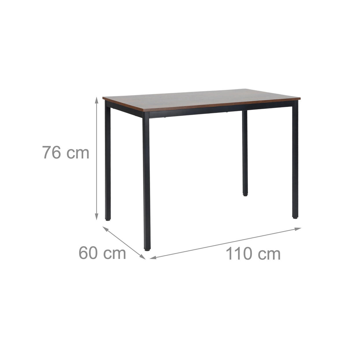 ESSTISCH - Multicolor/Schwarz, Holzwerkstoff/Metall (60/100/76cm) - Relaxdays