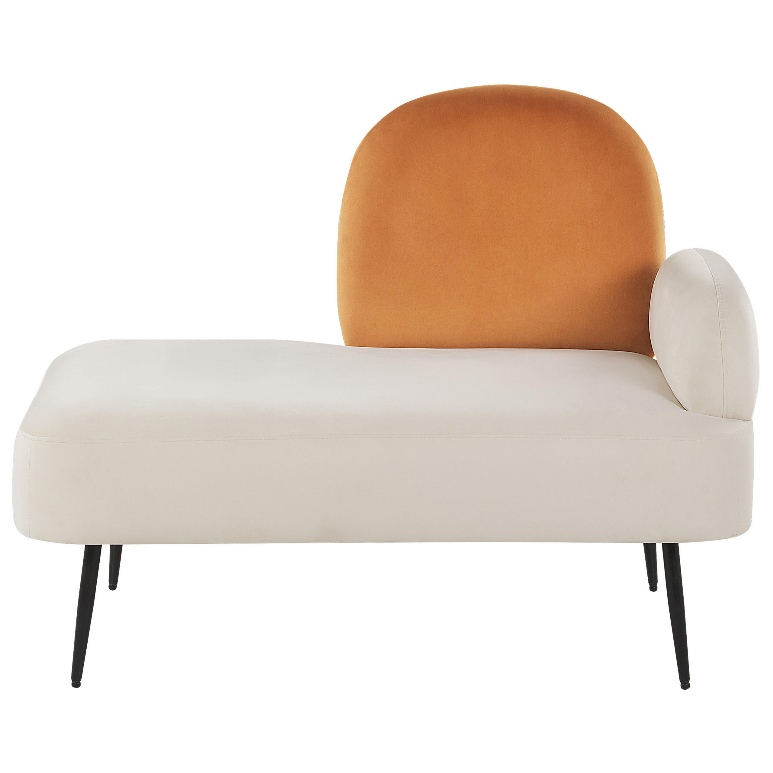 CHAISELONGUE Samtstoff weiß/orange rechtsseitig Arcey - Weiß/Orange, Textil (76/100/120cm) - Beliani