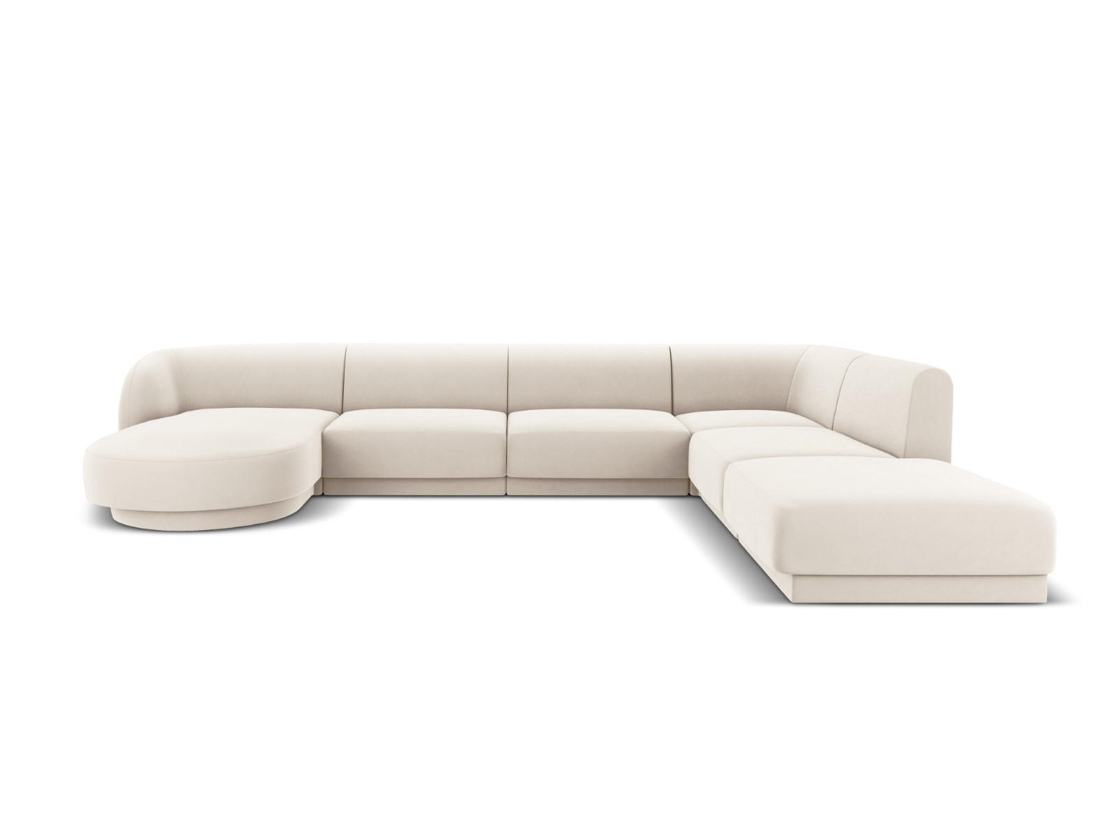 PANORAMASOFA rechts Miley aus Samt leichtes beige 6 Sitzplätze - Beige, Textil (255/70/330cm) - Micadoni