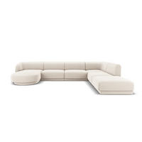 PANORAMASOFA rechts Miley aus Samt leichtes beige 6 Sitzplätze - Beige, Textil (255/70/330cm) - Micadoni
