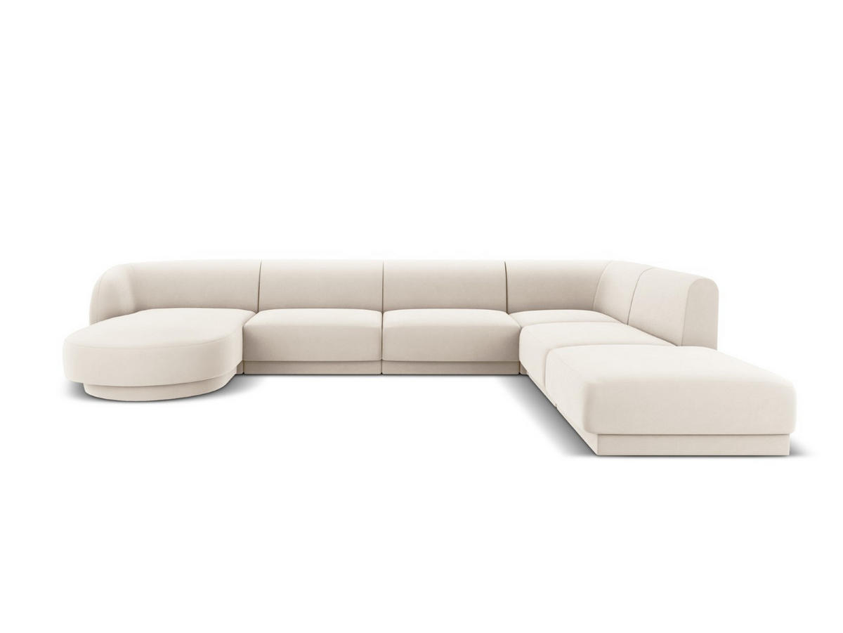 PANORAMASOFA rechts Miley aus Samt leichtes beige 6 Sitzplätze - Beige, Textil (255/70/330cm) - Micadoni
