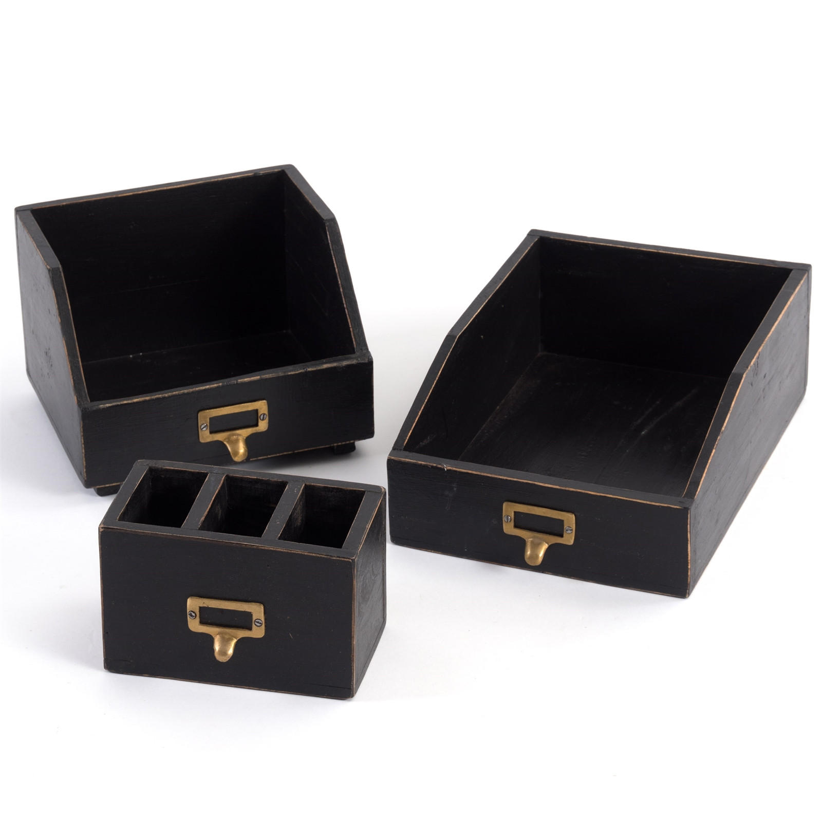 ORGANIZER-SET Office 3-teilig Mahagoni Holz, mit beschreibbarer Tafel 09 voodoo - schwarz - Schwarz, Holz (24/16/21cm) - DESIGN DELIGHTS