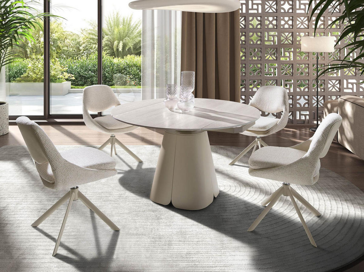 STUHL aus Stoff in Off-White und Creme 54/66/85 cm - Ecru/Creme, Textil/Metall (54/85/66cm) - ANGEL CERDA