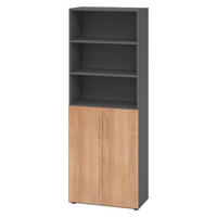 KOMBISCHRANK - 3 plus 3 Ordnerhöhen 42/80/215,6 cm in Graphitfarben/Nussbaumfarben - Nussbaumfarben/Graphitfarben, Holzwerkstoff (80/215.6/42cm) - bümö