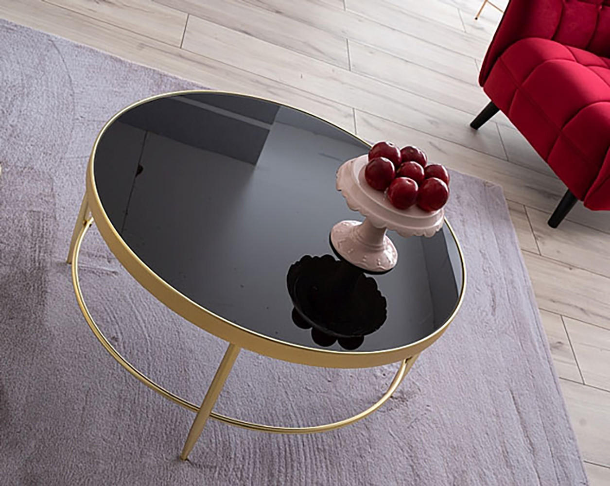 COUCHTISCH Mystic 82 / 82 / 40cm - Goldfarben/Schwarz, Holz/Metall (82/82/40cm) - Feldmann-Wohnen