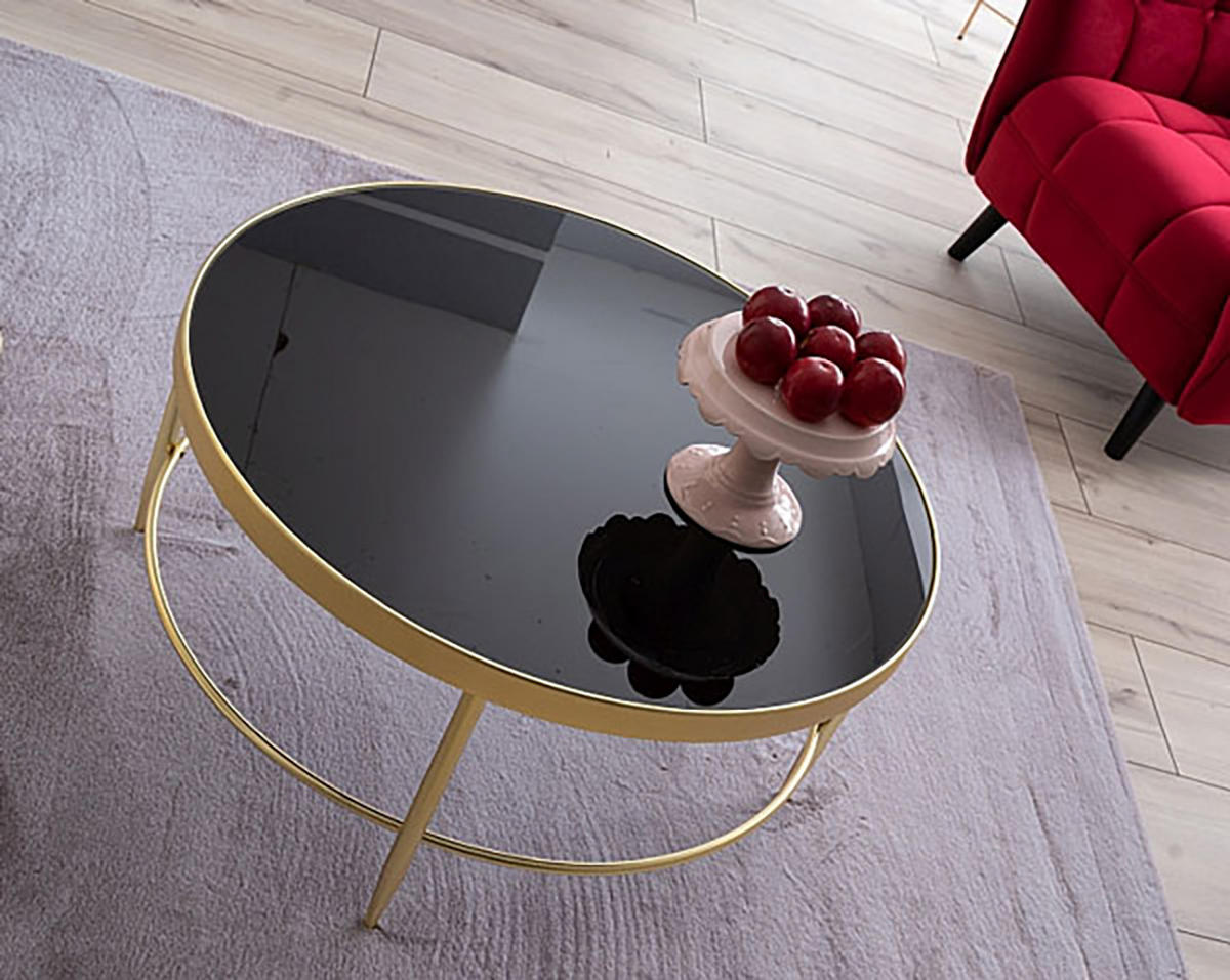 COUCHTISCH Mystic 82 / 82 / 40cm - Goldfarben/Schwarz, Holz/Metall (82/82/40cm) - Feldmann-Wohnen