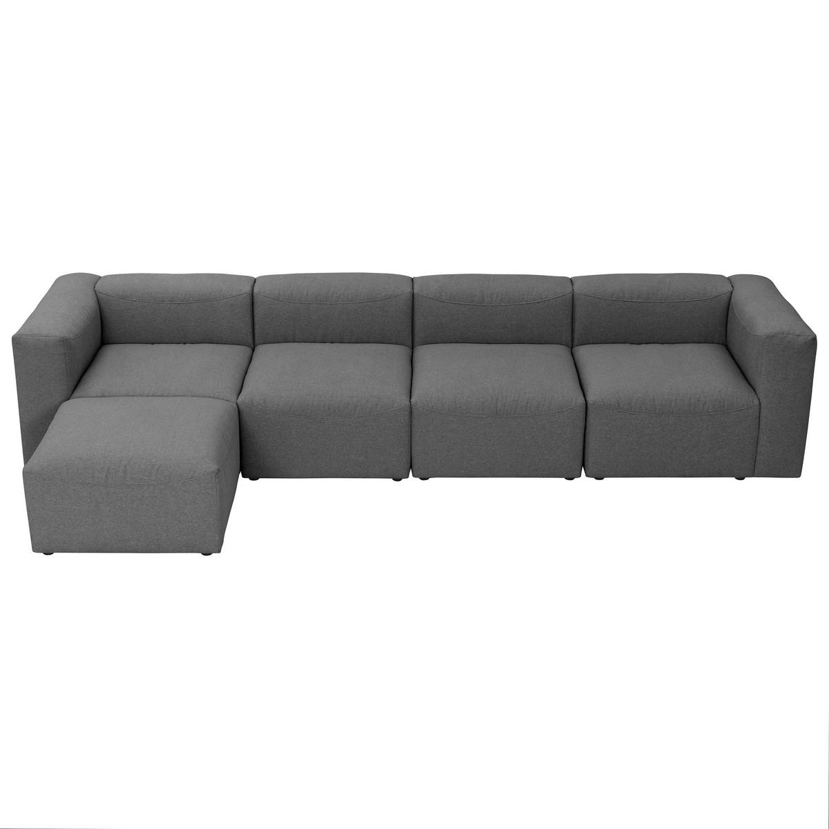 ECKSOFA 4-Sitzer mit Hocker links Kattrina Flachgewebe anthrazit - Anthrazit, Kunststoff (175/350cm) - 58aufmkessel