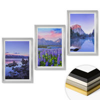 WANDBILDER 3er Set - 40x60 cm Silberner Rahmen - Berglandschaften mit Wasser und Himmel - Silberfarben, Kunststoff (40/60cm) - ArtPrintCave